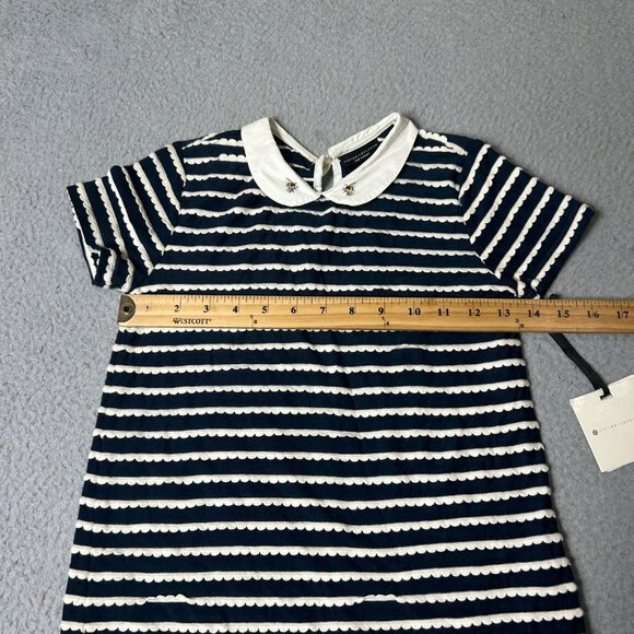 Victoria Beckham For Target Top Girl M Navy White Striped Embroidered Bee Collar - Picture 6 of 9